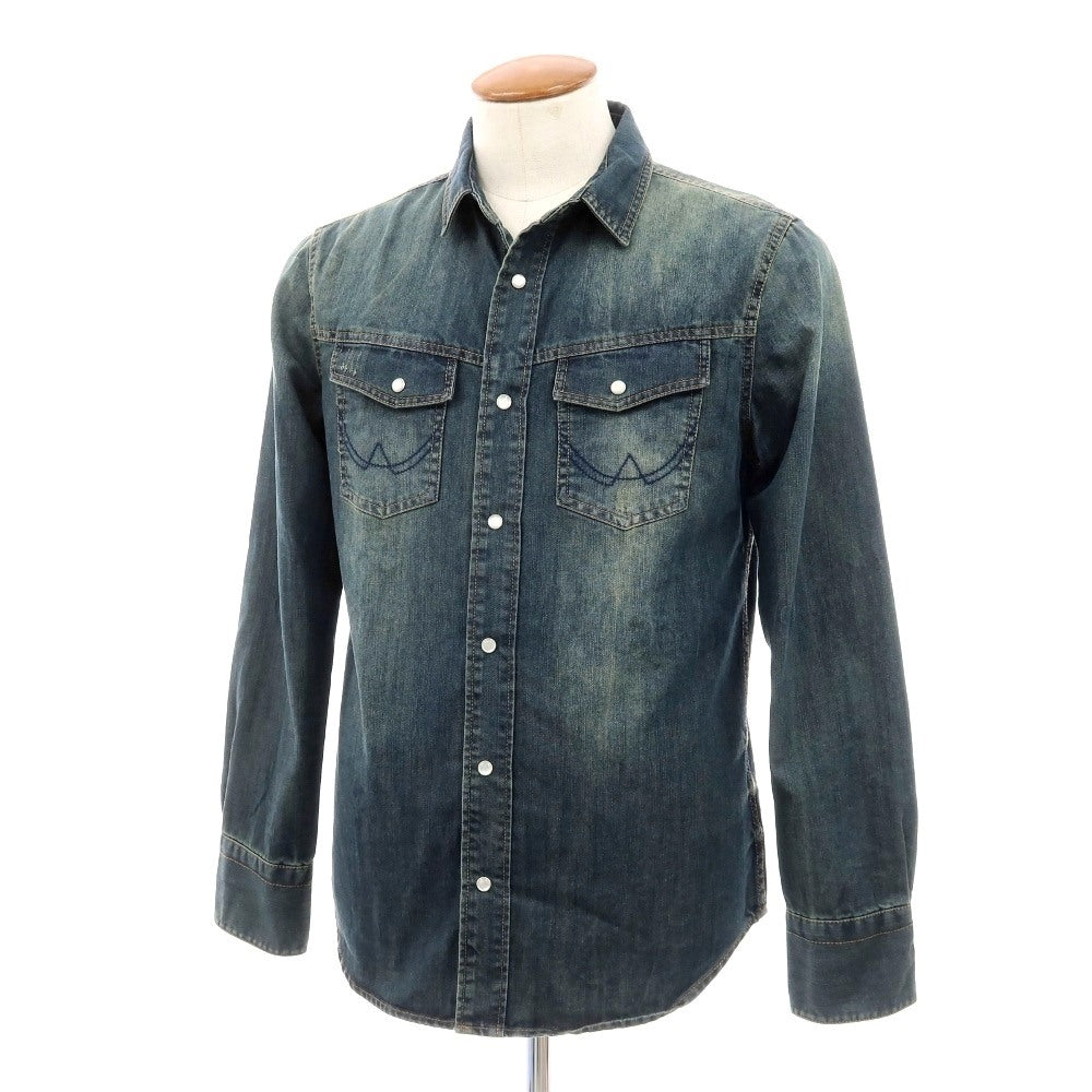 【中古】オールセインツ AllSaints コットン デニム カジュアルシャツ ネイビー【サイズM】【 状態ランクB 】【 メンズ 】