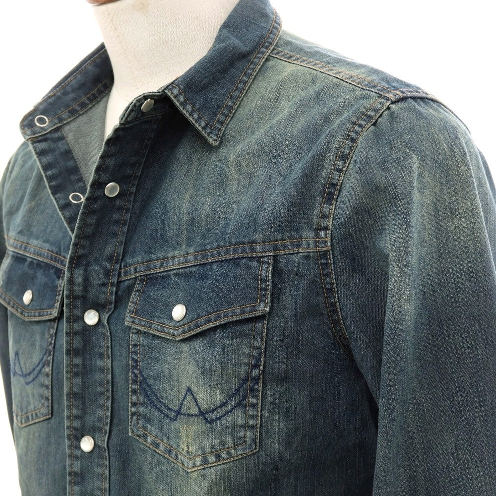 【中古】オールセインツ AllSaints コットン デニム カジュアルシャツ ネイビー【サイズM】【 状態ランクB 】【 メンズ 】[BPD]
