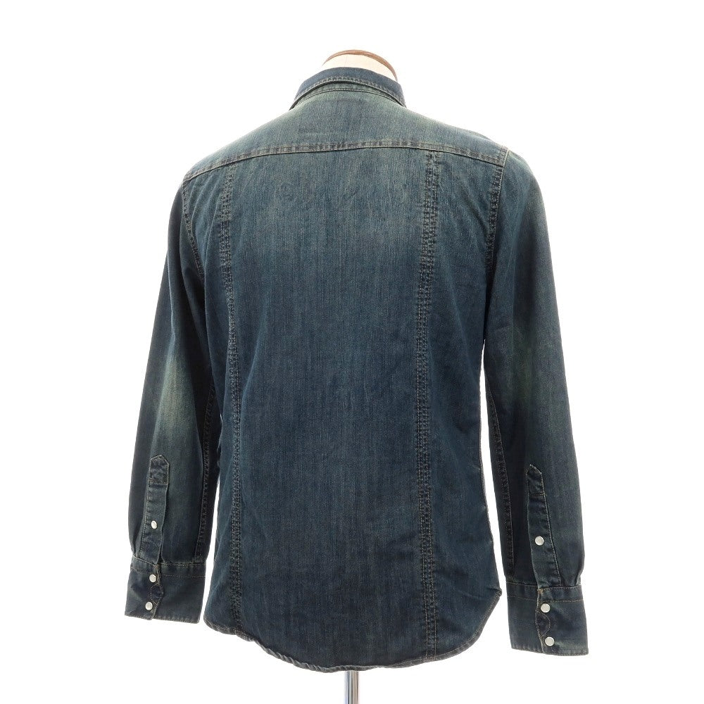 【中古】オールセインツ AllSaints コットン デニム カジュアルシャツ ネイビー【サイズM】【 状態ランクB 】【 メンズ 】[BPD]