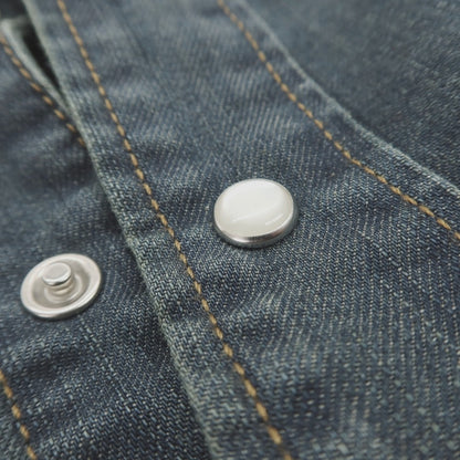 【中古】オールセインツ AllSaints コットン デニム カジュアルシャツ ネイビー【サイズM】【 状態ランクB 】【 メンズ 】