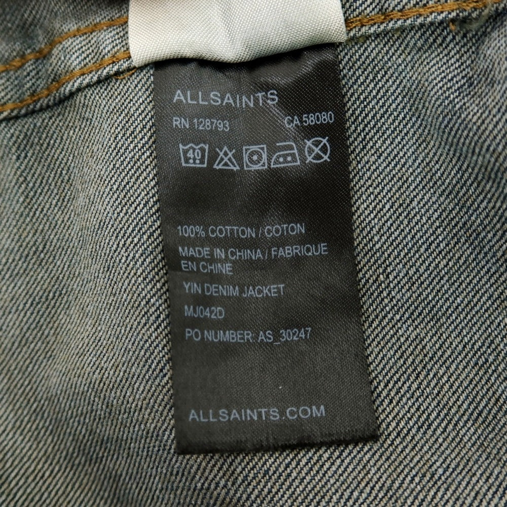 【中古】オールセインツ AllSaints コットン デニム カジュアルシャツ ネイビー【サイズM】【 状態ランクB 】【 メンズ 】[BPD]