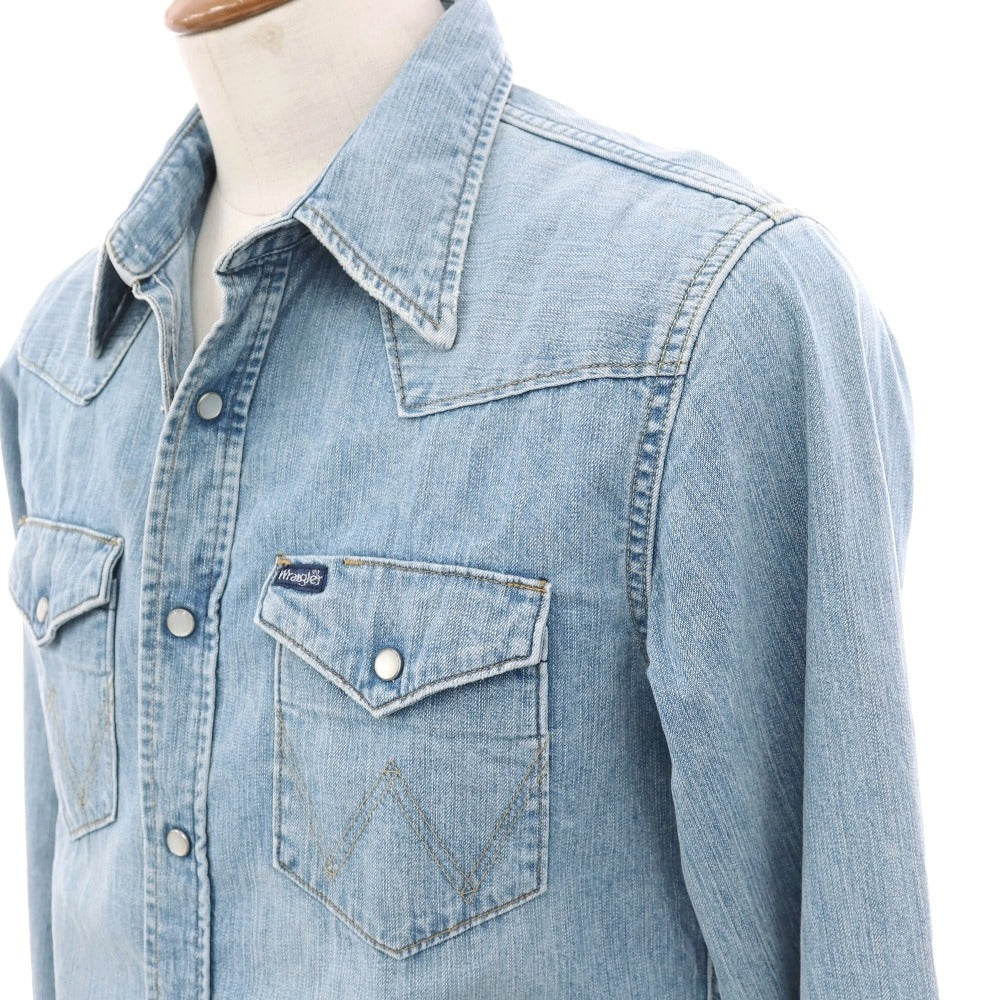 【中古】ラングラー Wrangler コットン デニム ウエスタンシャツ ライトブルー【 M 】【 状態ランクC 】【 メンズ 】 []
