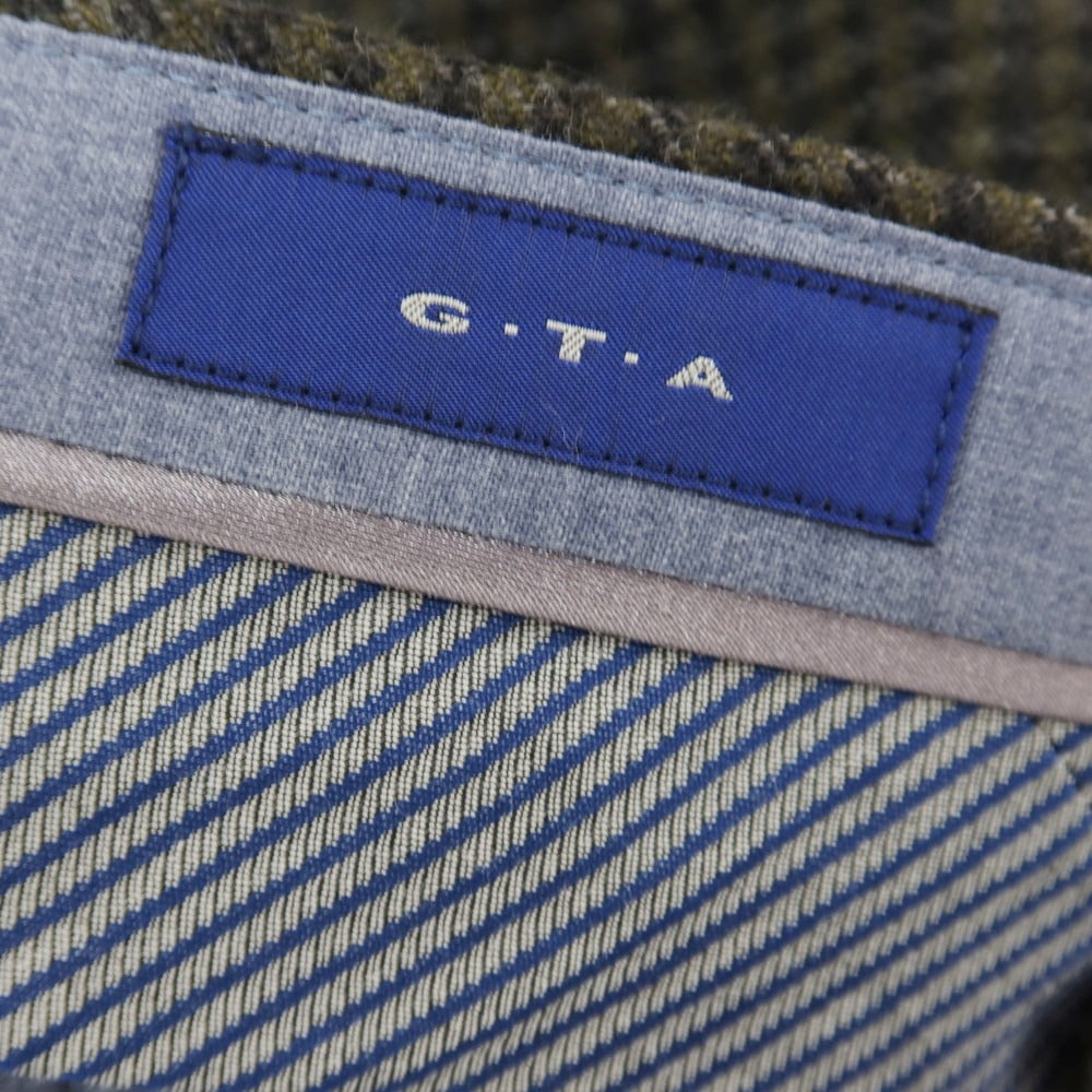【中古】ジーティーアー G.T.A ウール チェック カジュアルスラックスパンツ オリーブxブラック×グレー【サイズ50】【 状態ランクC 】【 メンズ 】