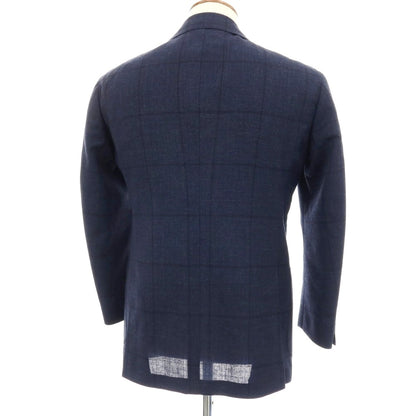 【中古】リングヂャケット RING JACKET MEISTER ウール チェック 3B テーラードジャケット ネイビー【 表記なし(M位) 】【 状態ランクB 】【 メンズ 】 []