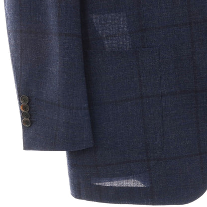 【中古】リングヂャケット RING JACKET MEISTER ウール チェック 3B テーラードジャケット ネイビー【 表記なし(M位) 】【 状態ランクB 】【 メンズ 】 []