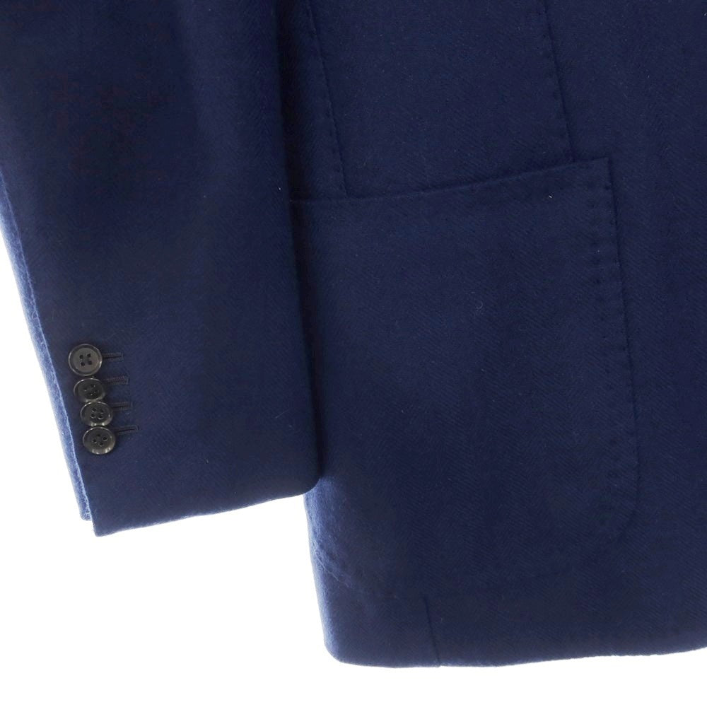 【中古】リングヂャケット RING JACKET MEISTER ウールアンゴラ ヘリンボーン 3B テーラードジャケット ネイビー【サイズ表記なし（M位）】【 状態ランクB 】【 メンズ 】