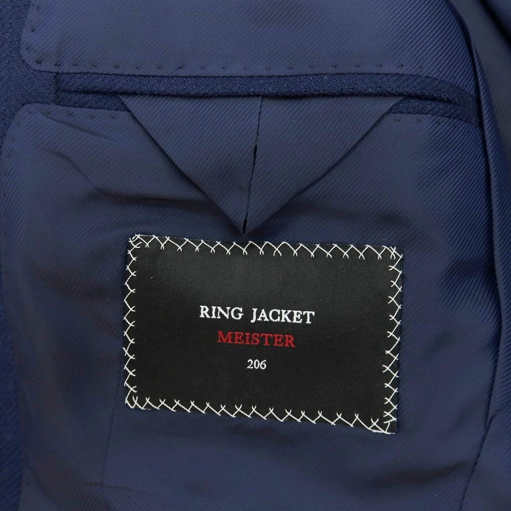【中古】リングヂャケット RING JACKET MEISTER ウールアンゴラ ヘリンボーン 3B テーラードジャケット ネイビー【サイズ表記なし（M位）】【 状態ランクB 】【 メンズ 】