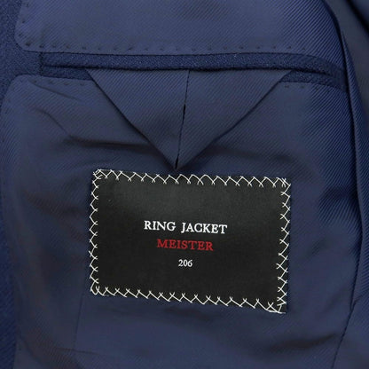 【中古】リングヂャケット RING JACKET MEISTER ウールアンゴラ ヘリンボーン 3B テーラードジャケット ネイビー【サイズ表記なし（M位）】【 状態ランクB 】【 メンズ 】