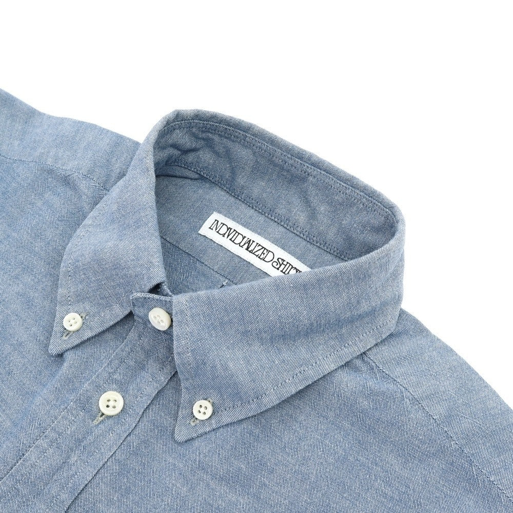 【中古】インディビジュアライズドシャツ INDIVIDUALIZED SHIRTS コットン ボタンダウン カジュアルシャツ ブルー【サイズ表記なし（M位）】【 状態ランクC 】【 メンズ 】