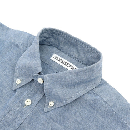 【中古】インディビジュアライズドシャツ INDIVIDUALIZED SHIRTS コットン ボタンダウン カジュアルシャツ ブルー【サイズ表記なし（M位）】【 状態ランクC 】【 メンズ 】