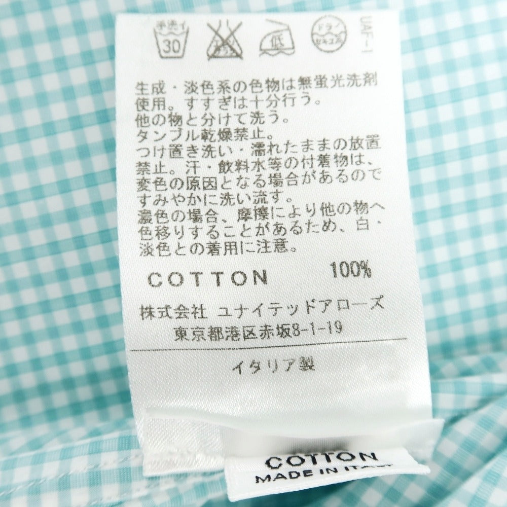 【中古】フライ FRAY コットン チェック セミワイドカラー ドレスシャツ ブルーグリーンxホワイト【サイズ38】【 状態ランクC 】【 メンズ 】