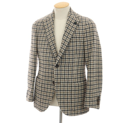 【中古】ラルディーニ LARDINI ウール チェック 3B テーラードジャケット ベージュxブラック【サイズ44】【 状態ランクB 】【 メンズ 】