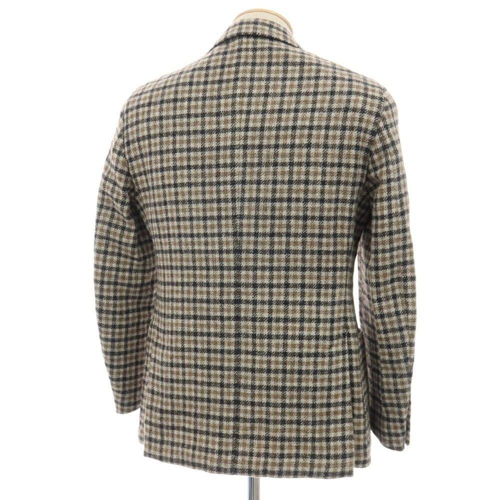 【中古】ラルディーニ LARDINI ウール チェック 3B テーラードジャケット ベージュxブラック【サイズ44】【 状態ランクB 】【 メンズ 】