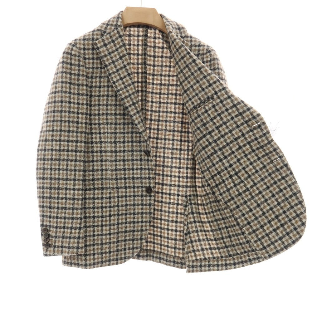 【中古】ラルディーニ LARDINI ウール チェック 3B テーラードジャケット ベージュxブラック【サイズ44】【 状態ランクB 】【 メンズ 】