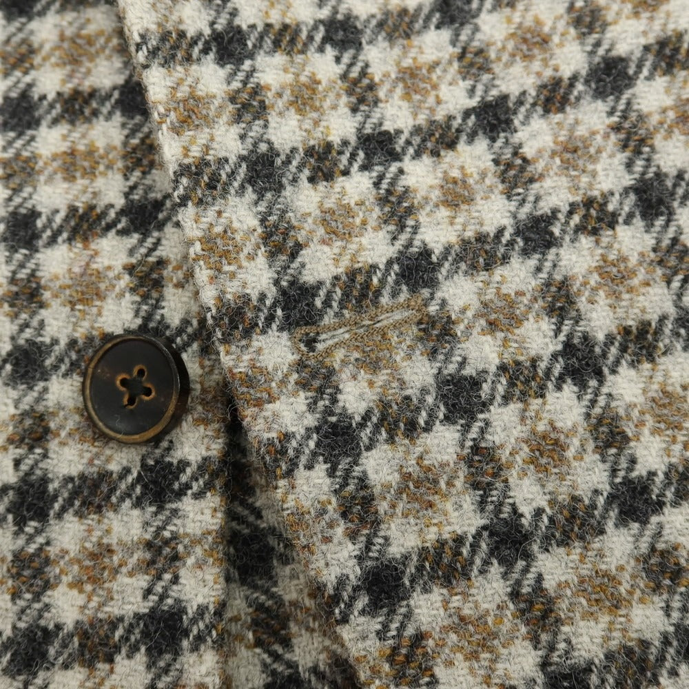 【中古】ラルディーニ LARDINI ウール チェック 3B テーラードジャケット ベージュxブラック【サイズ44】【 状態ランクB 】【 メンズ 】