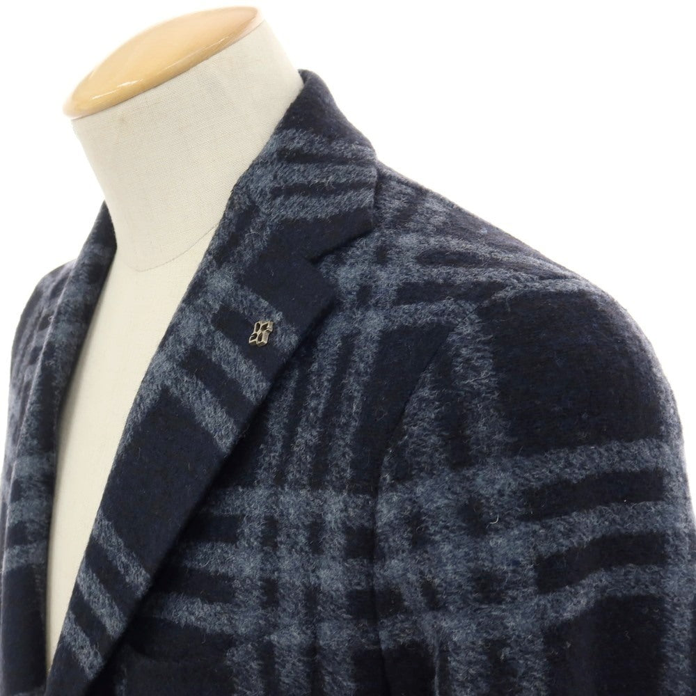 【中古】タリアトーレ TAGLIATORE Brilla per il gusto別注 ジャージー チェック 2B テーラードジャケット ネイビーxブルーグレー【サイズ44】【 状態ランクB 】【 メンズ 】