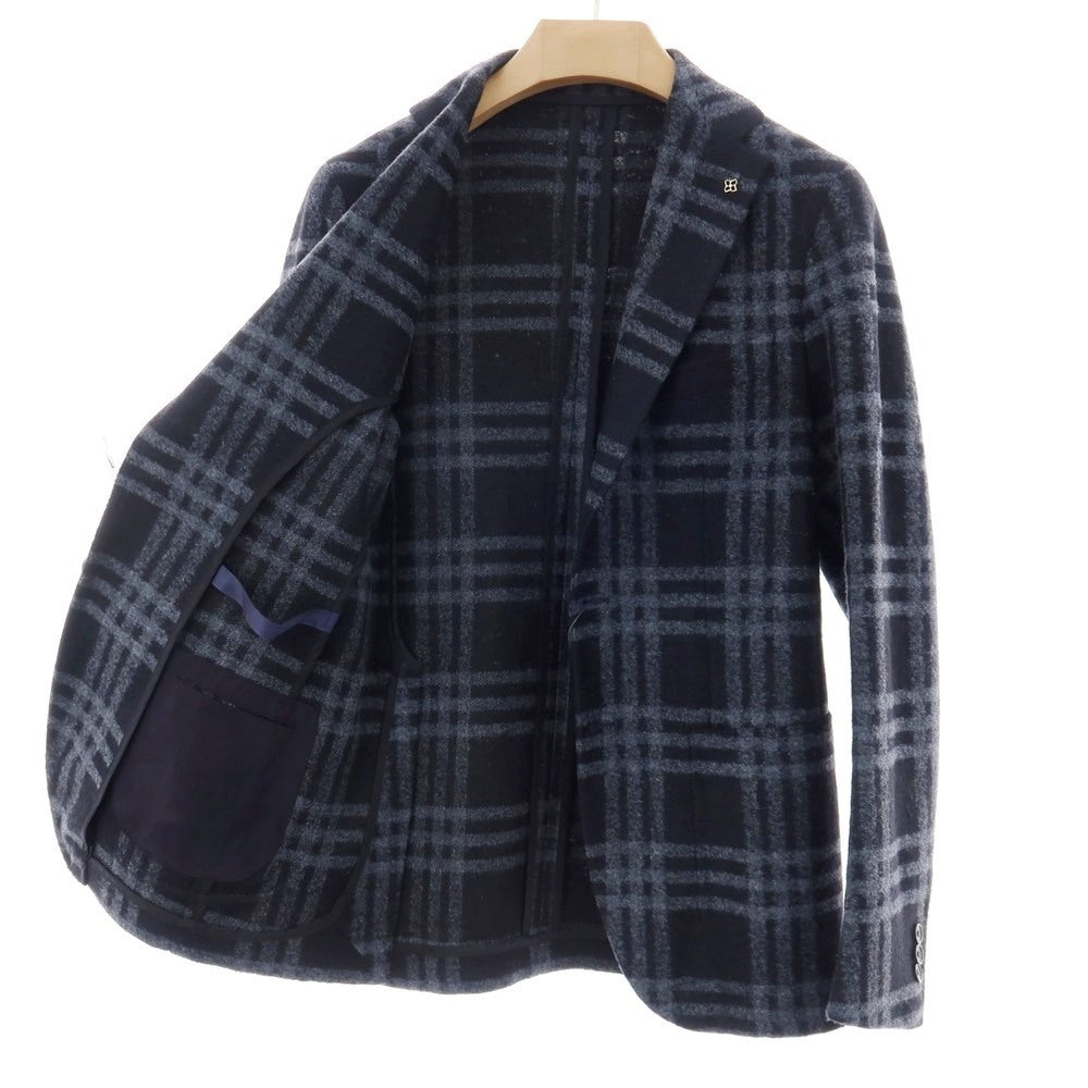【中古】タリアトーレ TAGLIATORE Brilla per il gusto別注 ジャージー チェック 2B テーラードジャケット ネイビーxブルーグレー【サイズ44】【 状態ランクB 】【 メンズ 】