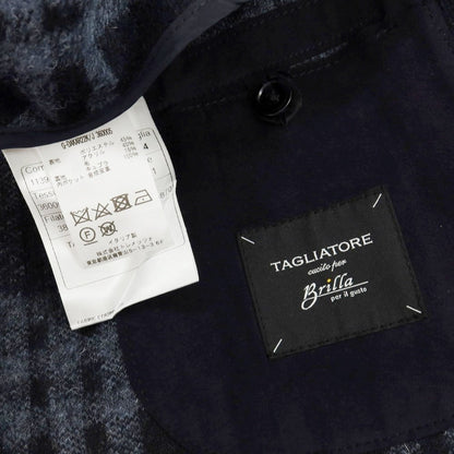 【中古】タリアトーレ TAGLIATORE Brilla per il gusto別注 ジャージー チェック 2B テーラードジャケット ネイビーxブルーグレー【サイズ44】【 状態ランクB 】【 メンズ 】