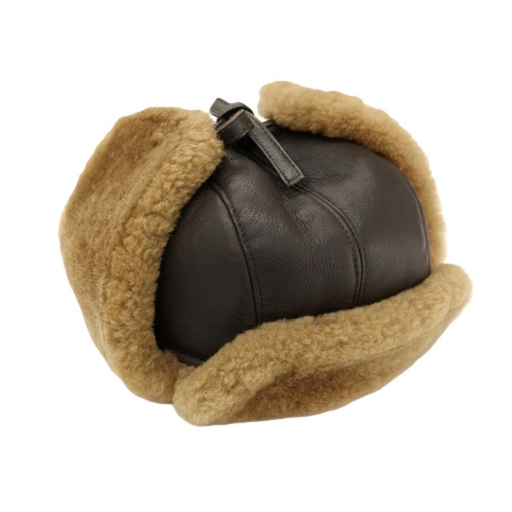 【中古】コーリー CAWLEY シープスキン ムートン レザー トルーパーハット フライトキャップ 帽子 ブラウン【 状態ランクB 】【 ユニセックス 】