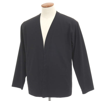 【中古】グリーンレーベルリラクシング green label relaxing ストレッチ ポリエステルリネンコットン ボタンレス カーディガン ダークネイビー【サイズM】【 状態ランクC 】【 メンズ 】