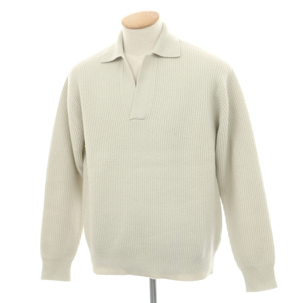 【中古】ユナイテッドアローズ UNITED ARROWS ウールナイロン スキッパー リブ編み プルオーバーニット ペールグリーン系【サイズS】【 状態ランクC 】【 メンズ 】