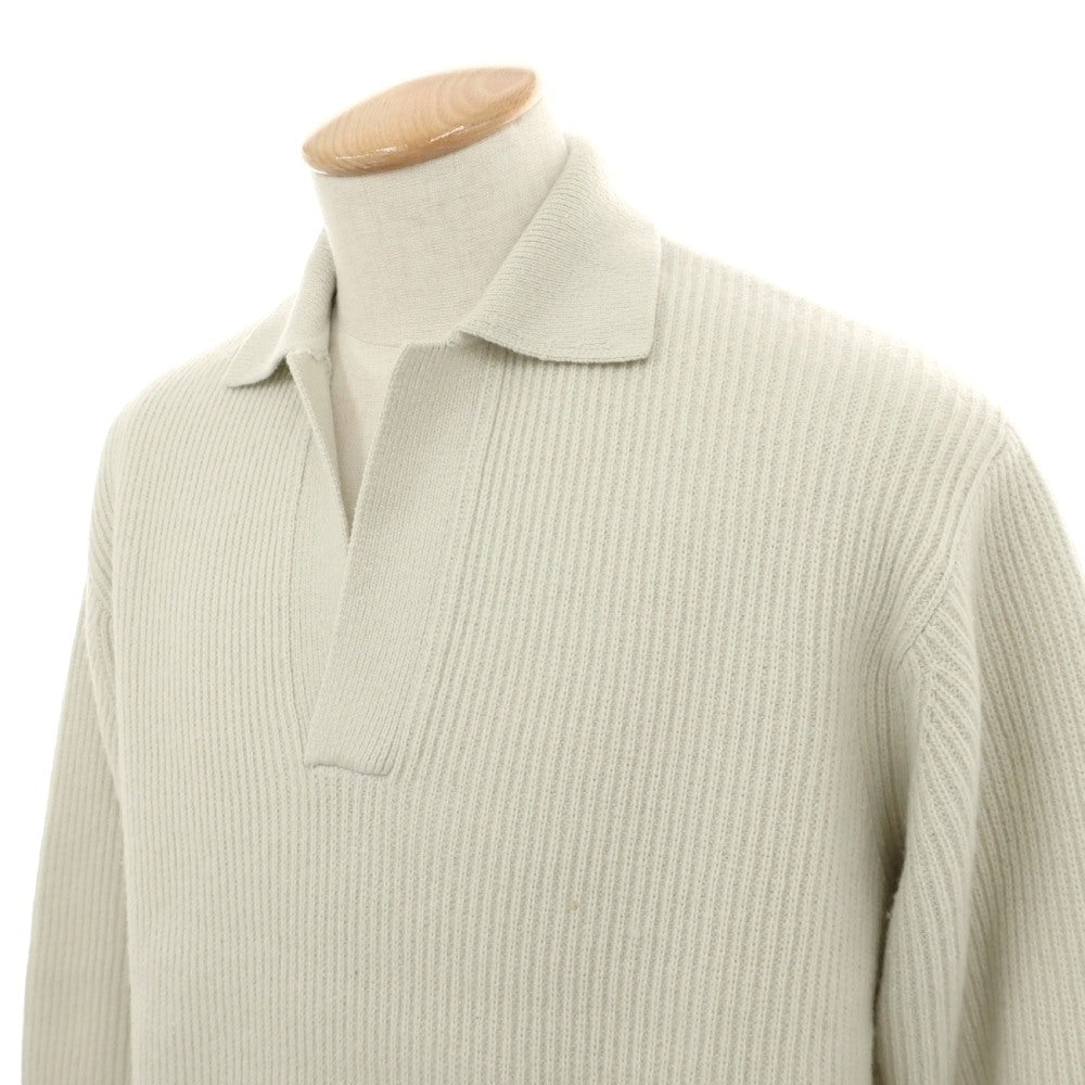 【中古】ユナイテッドアローズ UNITED ARROWS ウールナイロン スキッパー リブ編み プルオーバーニット ペールグリーン系【サイズS】【 状態ランクC 】【 メンズ 】