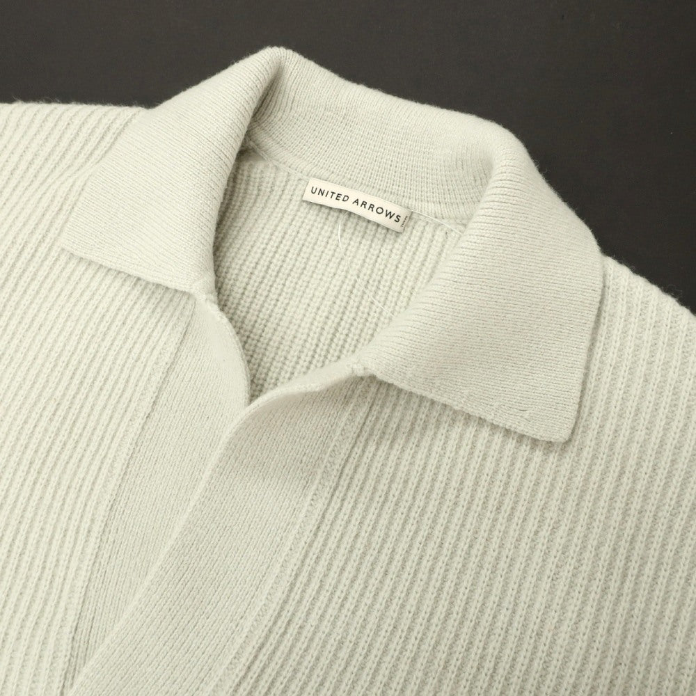 【中古】ユナイテッドアローズ UNITED ARROWS ウールナイロン スキッパー リブ編み プルオーバーニット ペールグリーン系【サイズS】【 状態ランクC 】【 メンズ 】