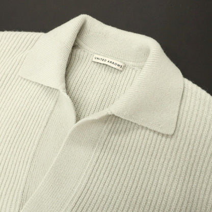 【中古】ユナイテッドアローズ UNITED ARROWS ウールナイロン スキッパー リブ編み プルオーバーニット ペールグリーン系【サイズS】【 状態ランクC 】【 メンズ 】
