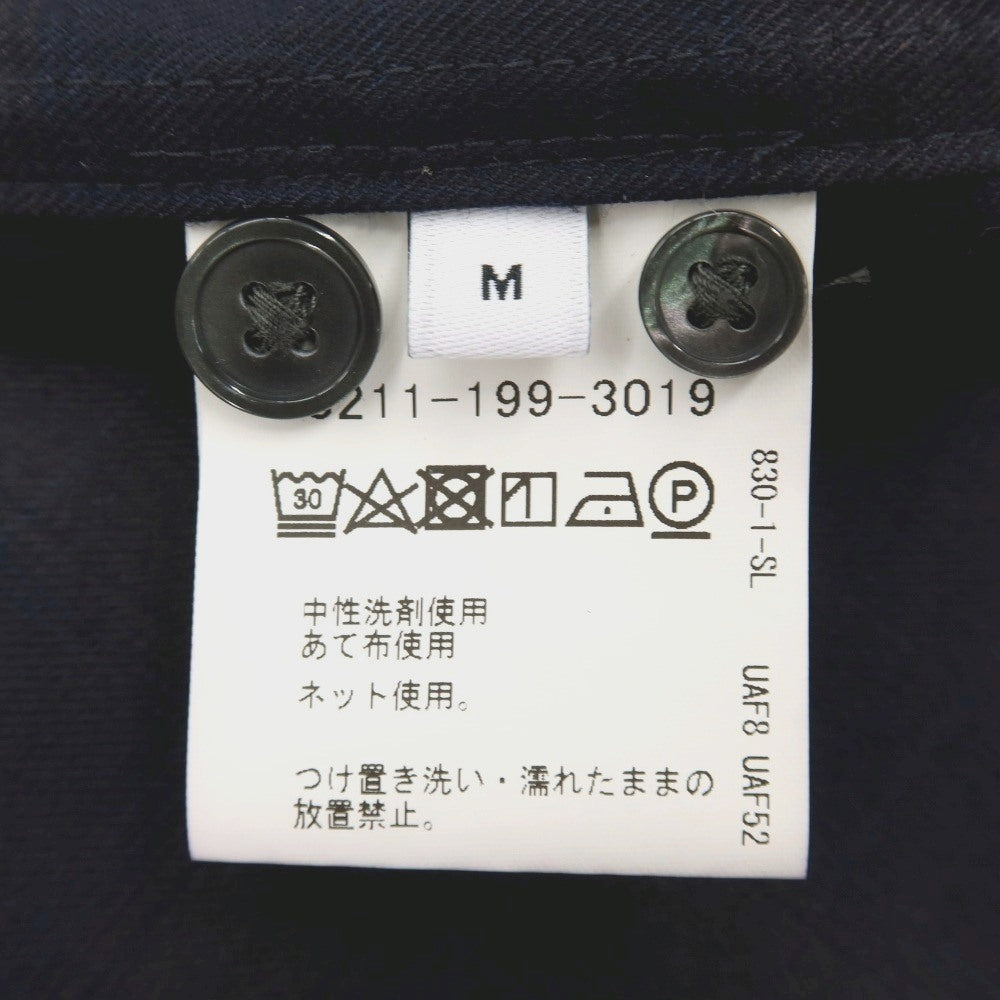 【中古】グリーンレーベルリラクシング green label relaxing ポリエステルウール チェック バンドカラー カジュアルシャツ ネイビーxブラウン【サイズM】【 状態ランクB 】【 メンズ 】[BPD]