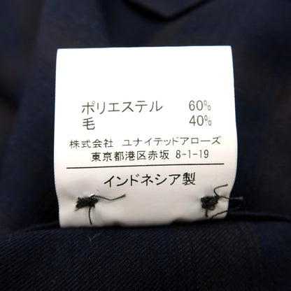 【中古】グリーンレーベルリラクシング green label relaxing ポリエステルウール チェック バンドカラー カジュアルシャツ ネイビーxブラウン【サイズM】【 状態ランクB 】【 メンズ 】