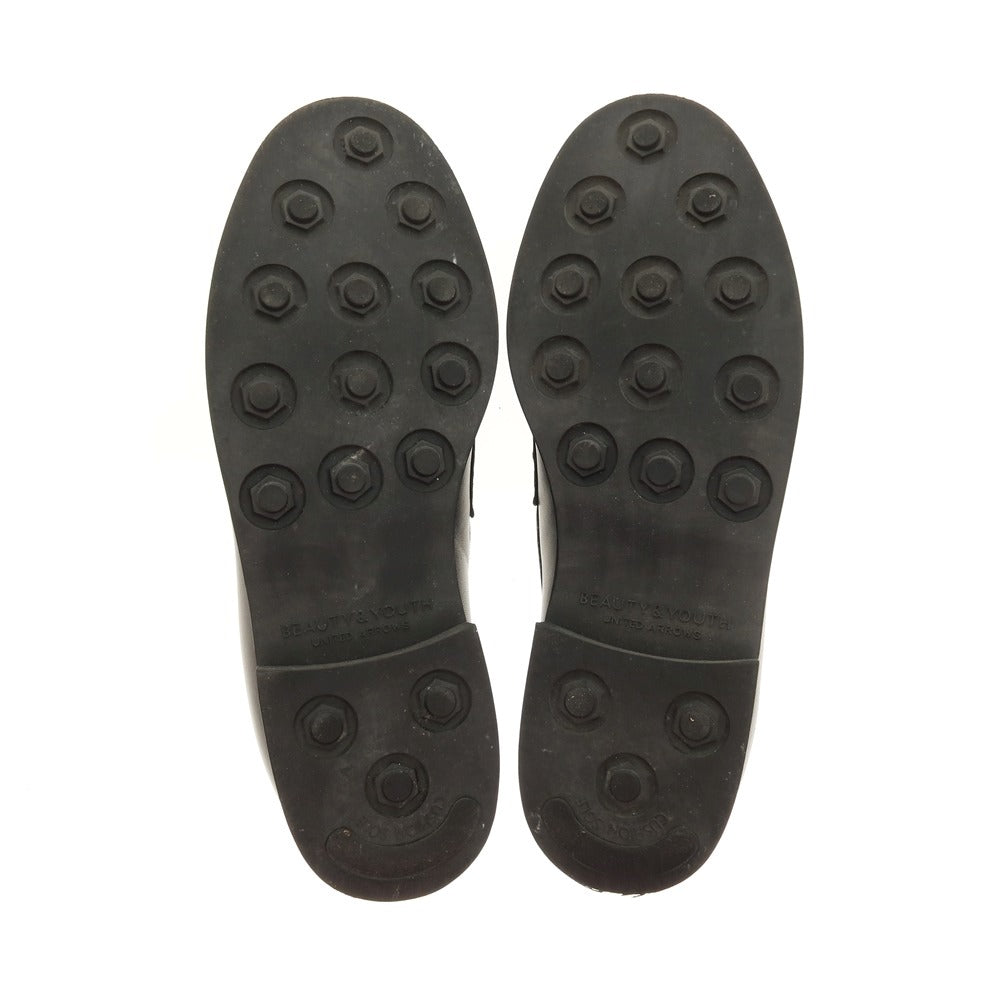 【中古】ビューティアンドユースユナイテッドアローズ BEAUTY&amp;YOUTH UNITED ARROWS レザー コインローファー ブラック【サイズ24.5】【 状態ランクB 】【 メンズ 】