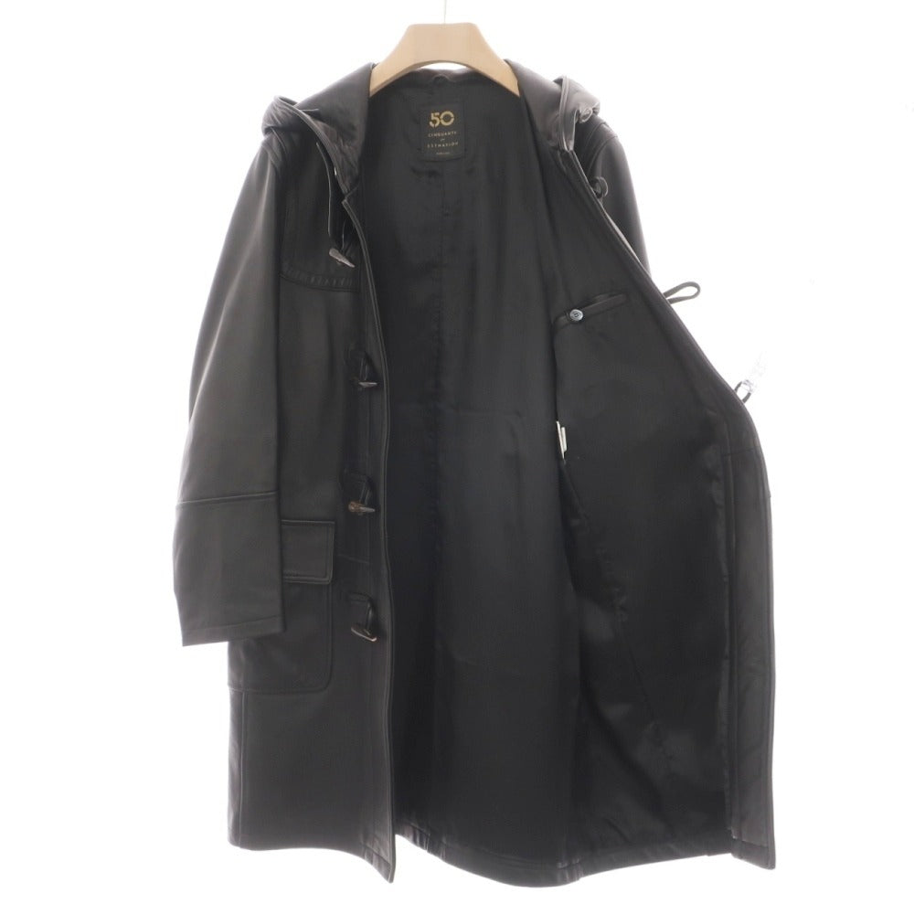 【中古】チンクアンタ Cinquanta ESTNATION別注 羊革 レザー ダッフルコート ブラック【サイズ46】【 状態ランクB 】【 メンズ 】