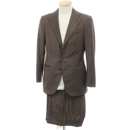 【中古】ラベラ サルトリア ナポレターナ La vera Sartoria Napoletana バージンウール 3つボタンスーツ ブラウン【サイズ上42/下(表記なし)XS位】【 状態ランクC 】【 メンズ 】
