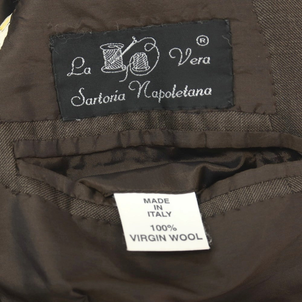 【中古】ラベラ サルトリア ナポレターナ La vera Sartoria Napoletana バージンウール 3つボタンスーツ ブラウン【サイズ上42/下(表記なし)XS位】【 状態ランクC 】【 メンズ 】