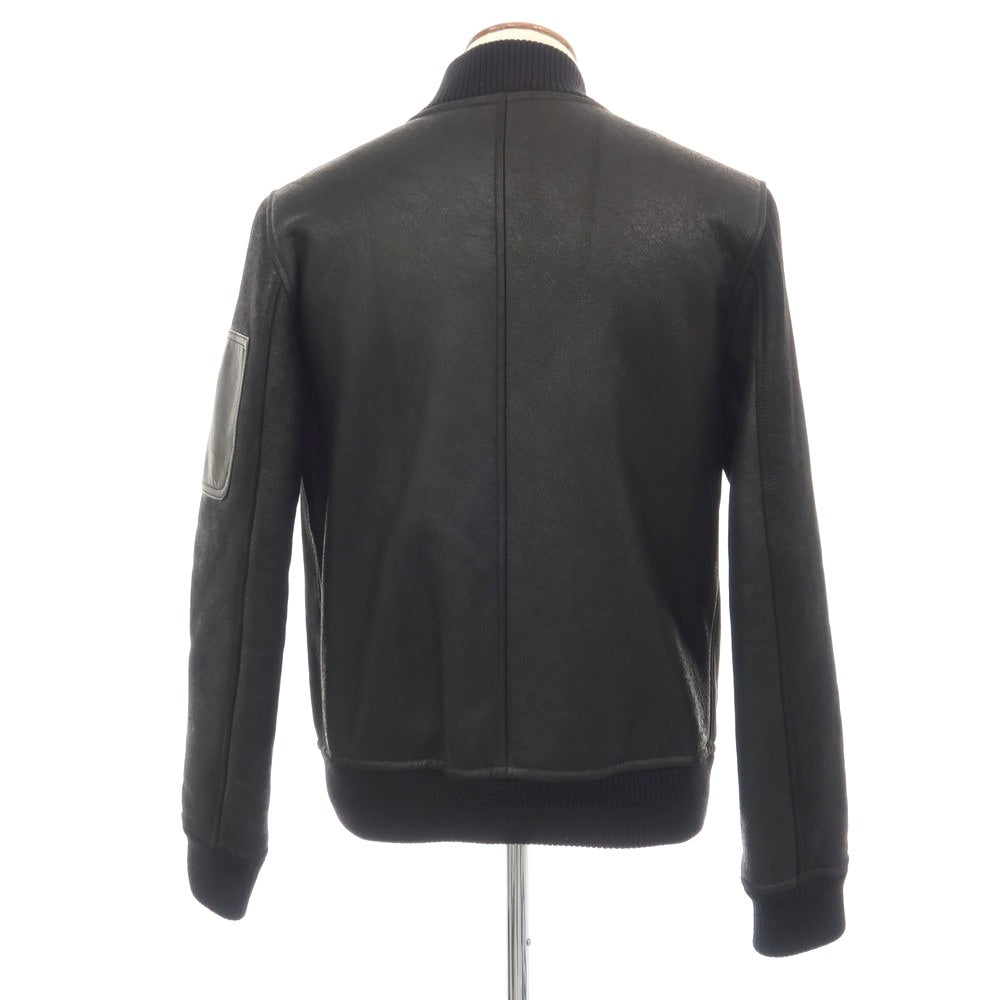 【中古】ソレシティ Solleciti クラックムートン フライトジャケット MA-1 レザーブルゾン ブラック【サイズ46】【 状態ランクA 】【 メンズ 】
