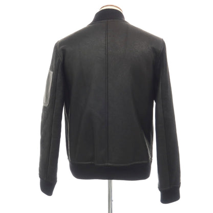 【中古】ソレシティ Solleciti クラックムートン フライトジャケット MA-1 レザーブルゾン ブラック【サイズ46】【 状態ランクA 】【 メンズ 】