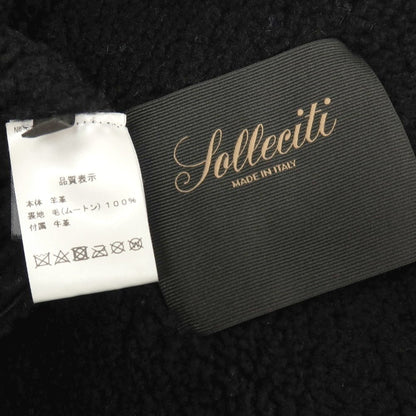 【中古】ソレシティ Solleciti クラックムートン フライトジャケット MA-1 レザーブルゾン ブラック【サイズ46】【 状態ランクA 】【 メンズ 】