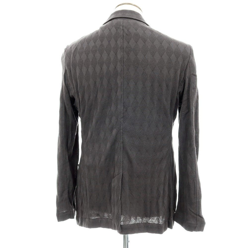 【中古】サンハウス SUN HOUSE コットン ジャカード ダイヤ柄 2B ニットジャケット グレー【 サイズ48 】【 状態ランクB 】【 メンズ 】 [APD]