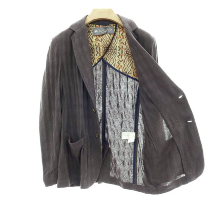 【中古】サンハウス SUN HOUSE コットン ジャカード ダイヤ柄 2B ニットジャケット グレー【サイズ48】【 状態ランクB 】【 メンズ 】