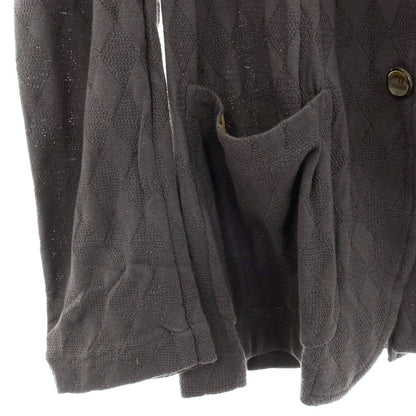 【中古】サンハウス SUN HOUSE コットン ジャカード ダイヤ柄 2B ニットジャケット グレー【サイズ48】【 状態ランクB 】【 メンズ 】