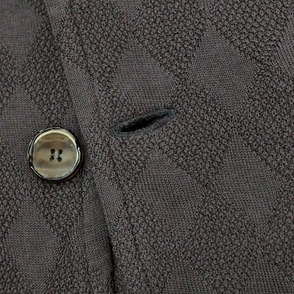 【中古】サンハウス SUN HOUSE コットン ジャカード ダイヤ柄 2B ニットジャケット グレー【サイズ48】【 状態ランクB 】【 メンズ 】