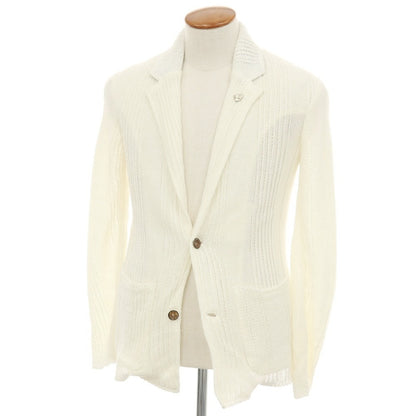 【中古】サンハウス SUN HOUSE リネン 2B ニットジャケット ホワイト【サイズ48】【 状態ランクB 】【 メンズ 】