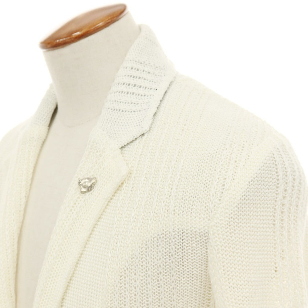 【中古】サンハウス SUN HOUSE リネン 2B ニットジャケット ホワイト【サイズ48】【 状態ランクB 】【 メンズ 】