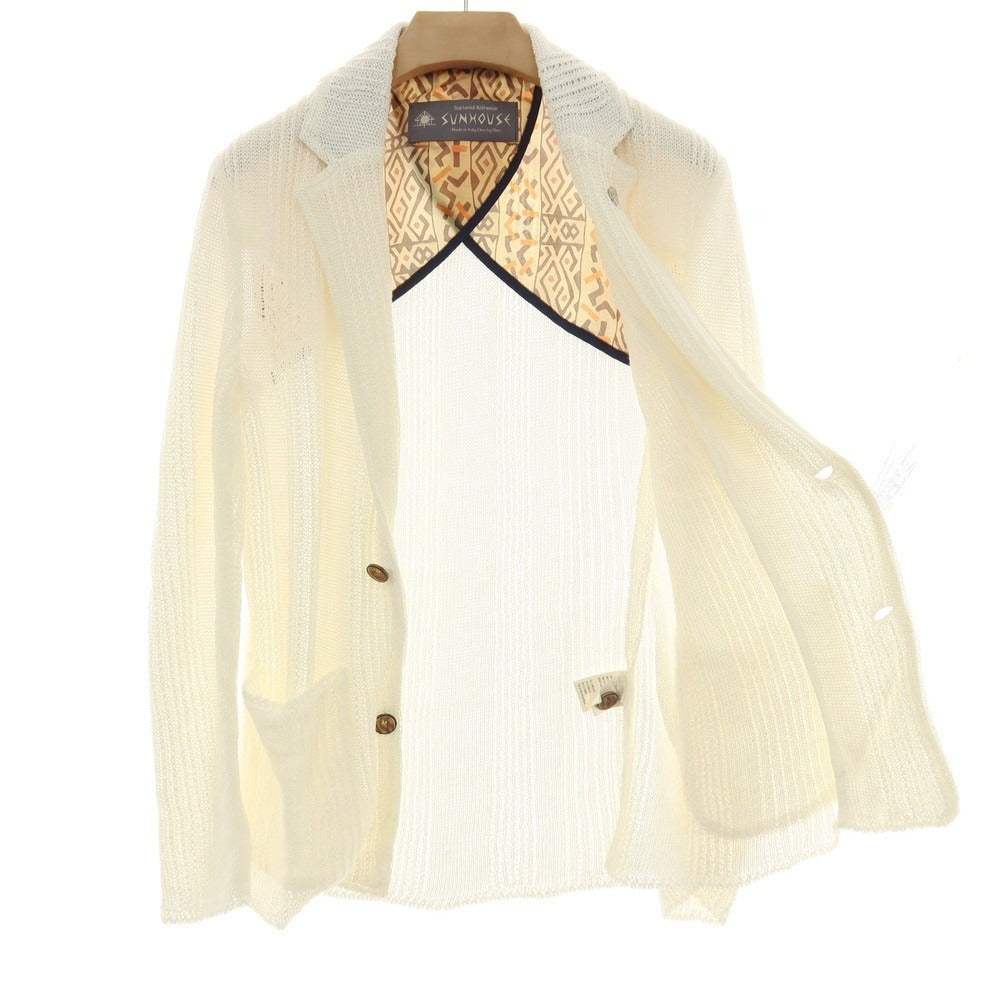 【中古】サンハウス SUN HOUSE リネン 2B ニットジャケット ホワイト【サイズ48】【 状態ランクB 】【 メンズ 】