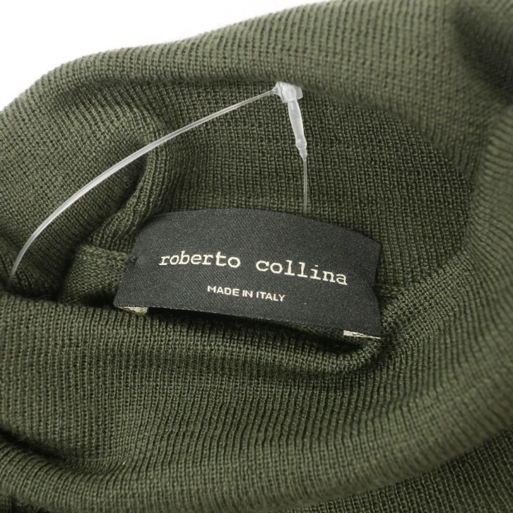 【中古】ロベルトコリーナ ROBERTO COLLINA ハイゲージ ウール タートルネック プルオーバーニット ダークオリーブグリーン【サイズ48】【 状態ランクB 】【 メンズ 】