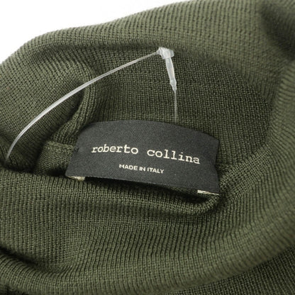 【中古】ロベルトコリーナ ROBERTO COLLINA ハイゲージ ウール タートルネック プルオーバーニット ダークオリーブグリーン【サイズ48】【 状態ランクB 】【 メンズ 】