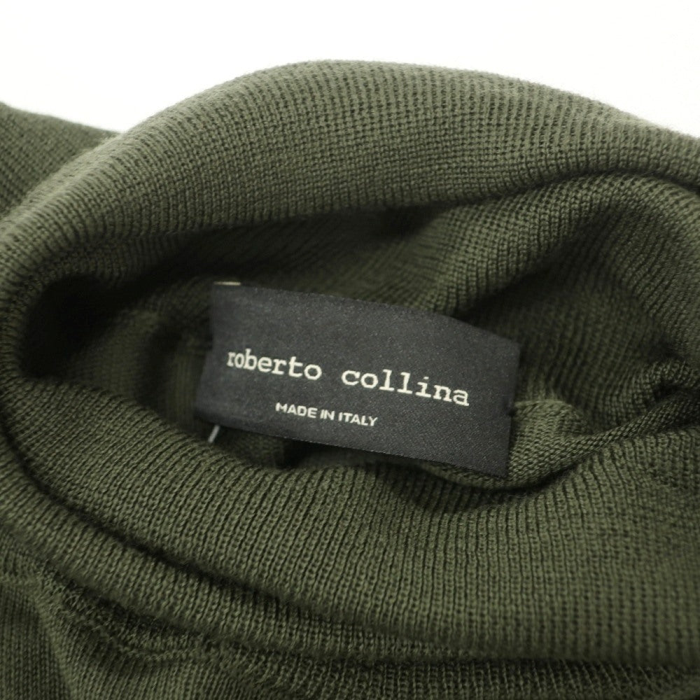 【中古】ロベルトコリーナ ROBERTO COLLINA ハイゲージ ウール タートルネック プルオーバーニット ダークオリーブグリーン【サイズ46】【 状態ランクB 】【 メンズ 】