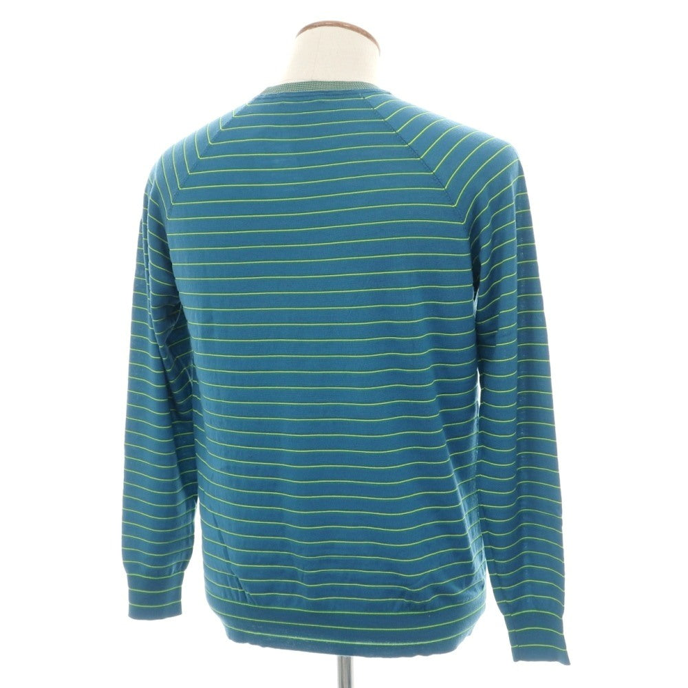 【中古】ロベルトコリーナ ROBERTO COLLINA ハイゲージ ウールナイロン ボーダー クルーネック プルオーバーニット ブルーxイエロー×グリーン【サイズ48】【 状態ランクB 】【 メンズ 】