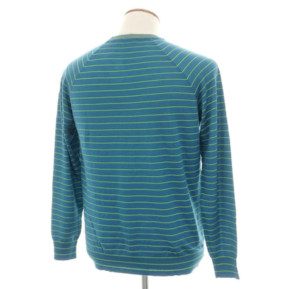 【中古】ロベルトコリーナ ROBERTO COLLINA ハイゲージ ウールナイロン ボーダー クルーネック プルオーバーニット ブルーxイエロー×グリーン【サイズ48】【 状態ランクB 】【 メンズ 】