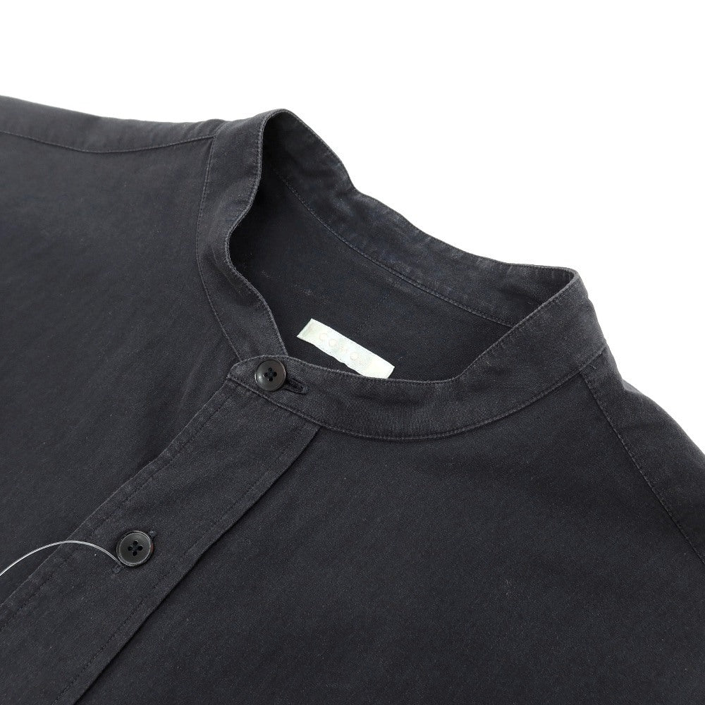 【中古】コモリ COMOLI コットン バンドカラー カジュアルシャツ ブラック【サイズ2】【 状態ランクC 】【 メンズ 】